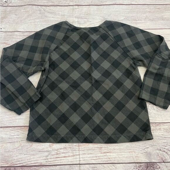 Prairie Underground Organic Cotton Check Pullover Long Sleeve Black Size Medium - Picture 2 of 6
